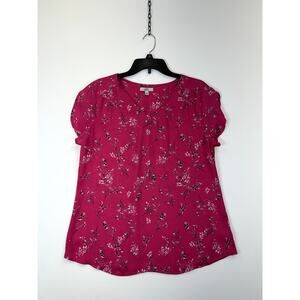 Croft & Barrow Blouse Women’s Medium Pink Floral 100% Polyester